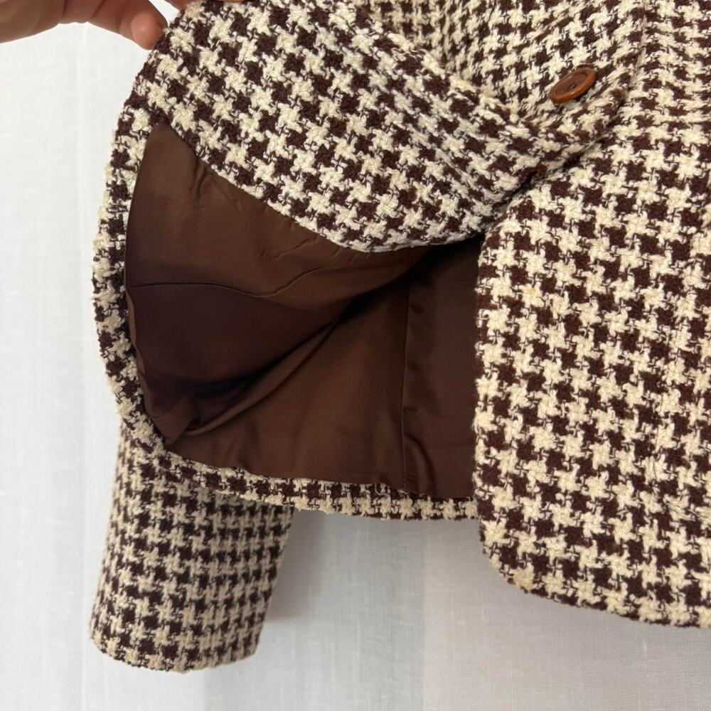 Vintage Brown Houndstooth Fitted Blazer – Ann Taylor Petites - Picture 6 of 7